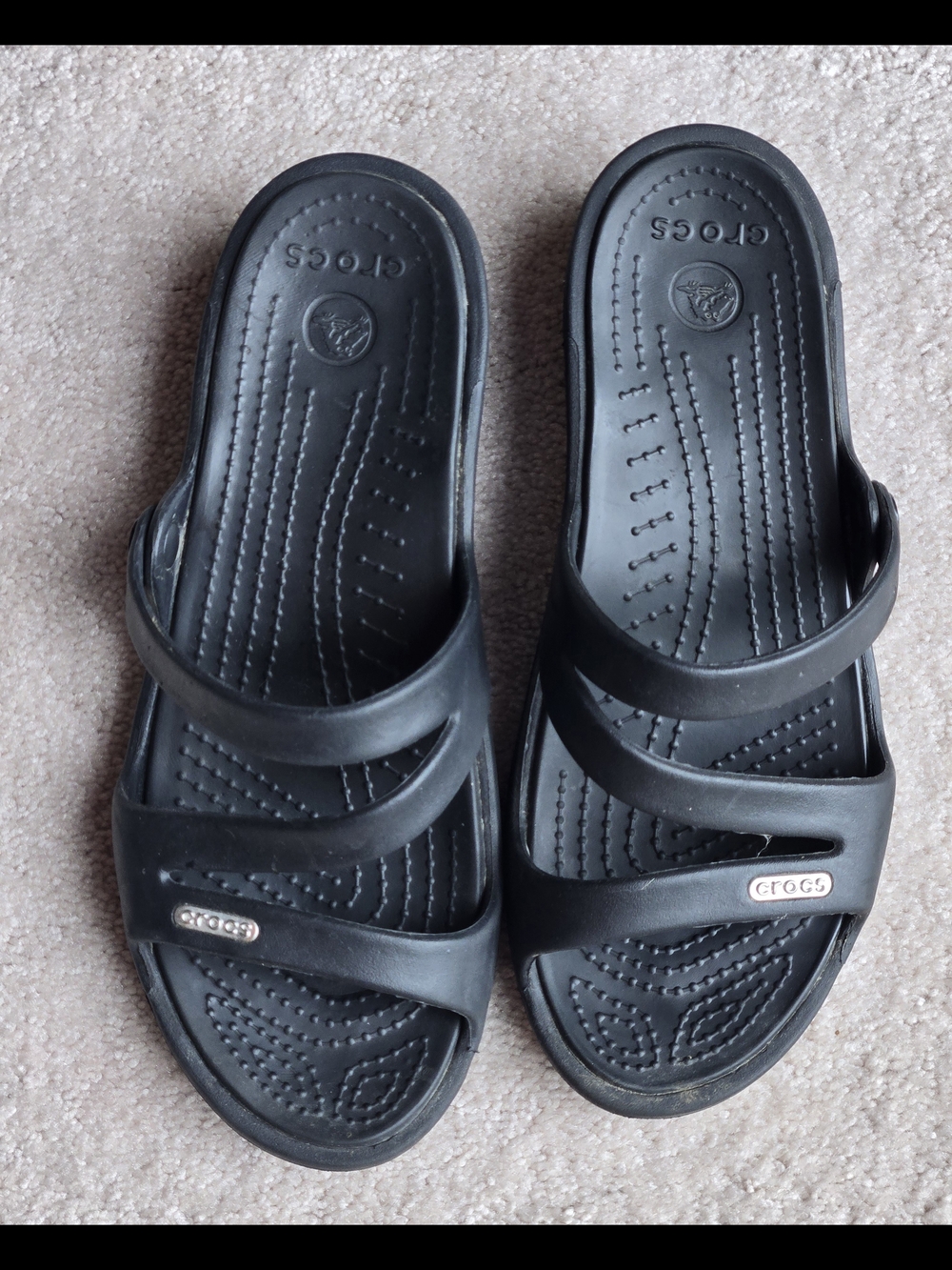 Crocs Black Dual-Strap Slide Sandals